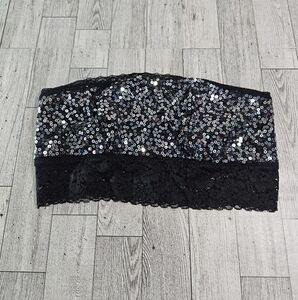 Pink Victoria Secret Womens Medium Bra Haulter Bralette Black Silver Sequined